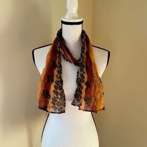 *HALONA* Orange x Black Sheer Fashion Scarf